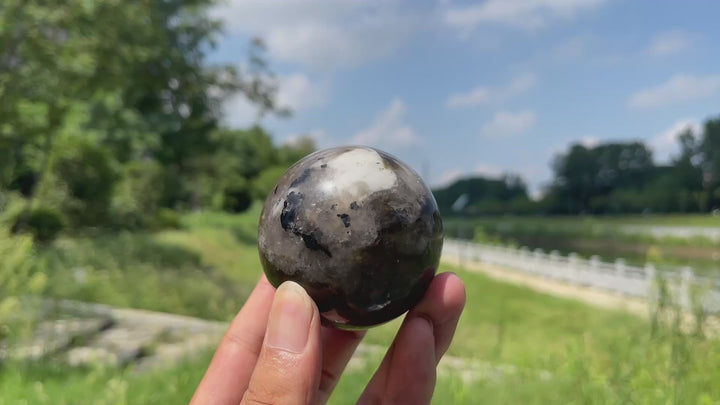 Natural Crystal Smoky Quartz With Phlogopite Sphere
