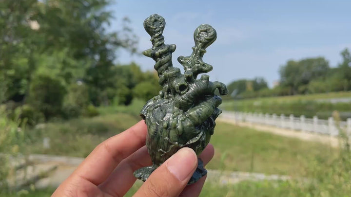 A Slightly Imperfect Natural Crystal Carving Dagger Pierced Heart