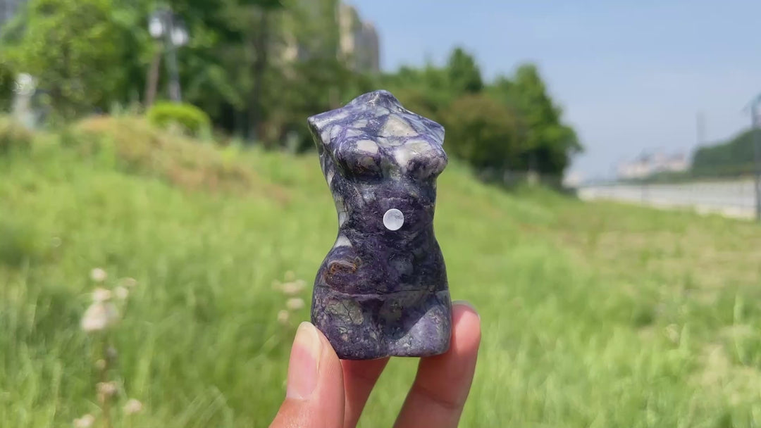 A Slightly Imperfect Natural Crystal Opalized Fluorite Goddess Carving