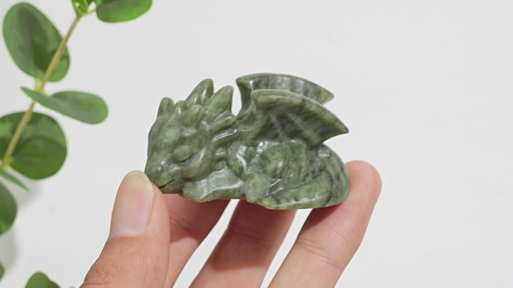 Natural Crystal Carving Cute Sleeping Dragon