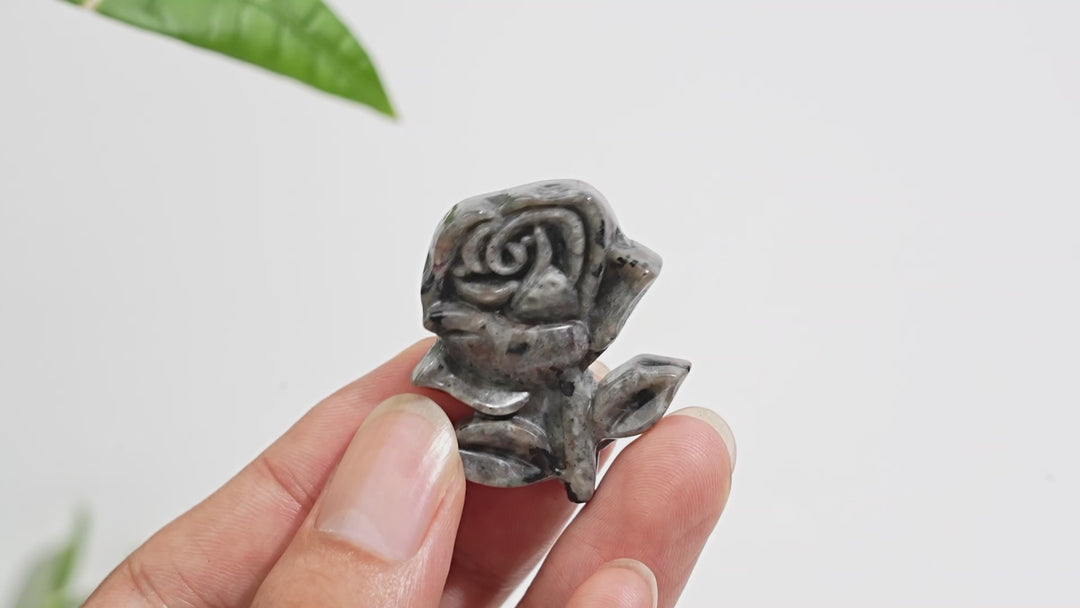 Natural Crystal Yooperlite Rose Carving