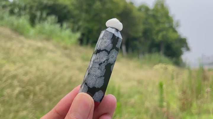 Natural Crystal Snowflake Obsidian Point