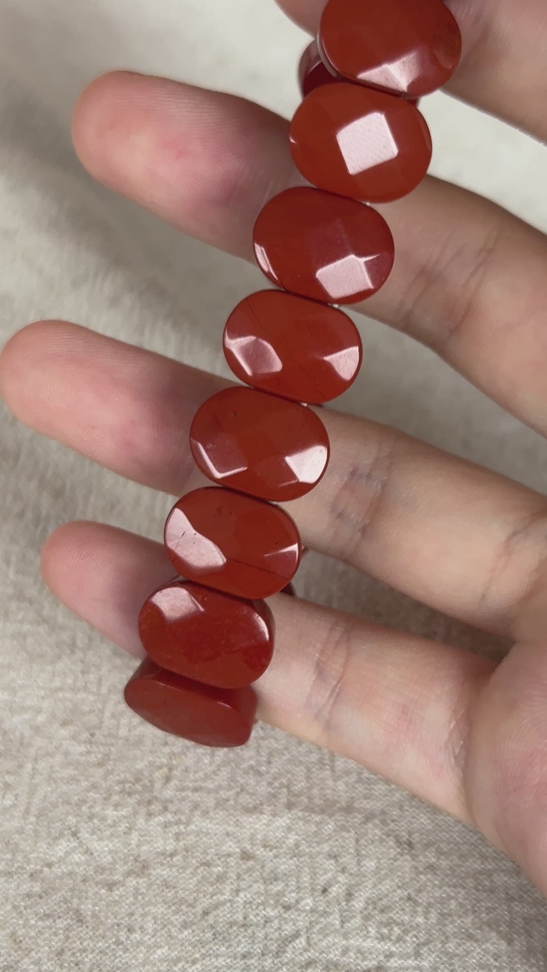 Red Jasper Square Bead Bracelet 19.3-19.5mm