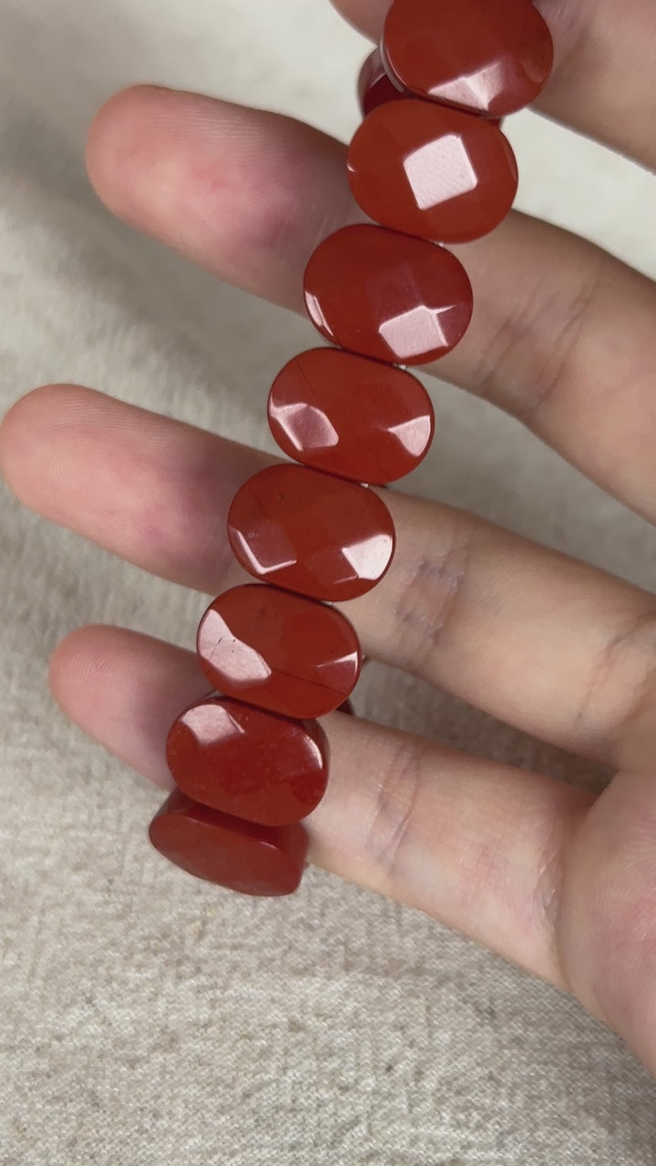 Red Jasper Square Bead Bracelet 19.3-19.5mm