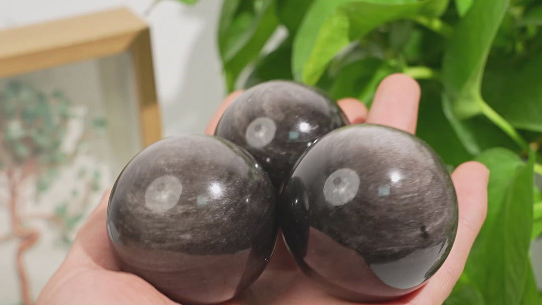 Silver Obsidian Sphere