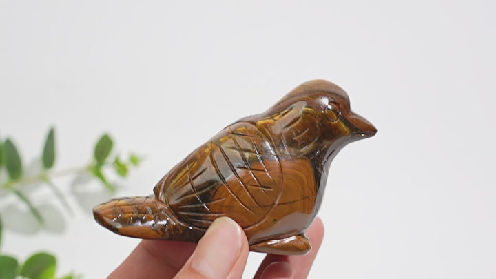 Natural Crystal Tiger Eye Bird Carving