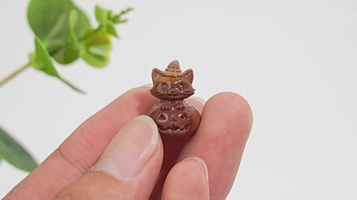 Natural Crystal Carving Alashan Agate Pumpkin Cat