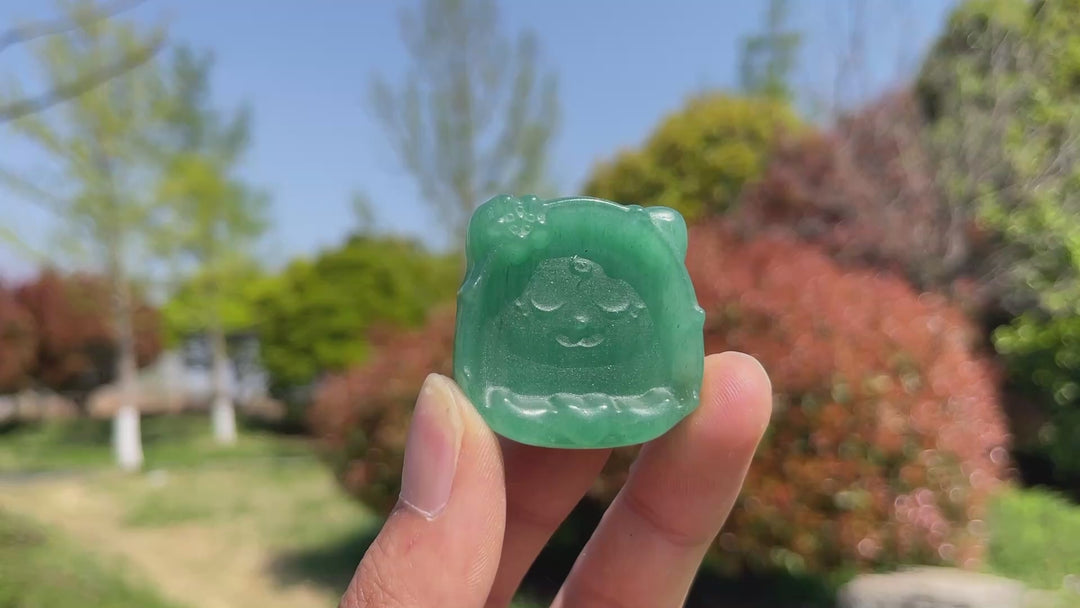 Natural Crystal Carved Cat Bowl