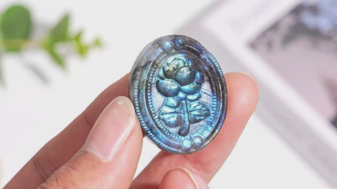 Natural Labradorite Carved Rose