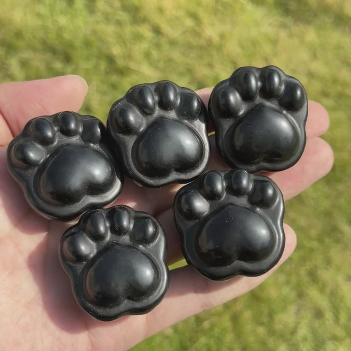 Natural Obsidian Cat Paw Sculpture