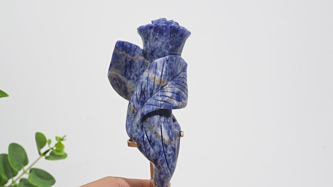 Natural Crystal Rose Carving With Stand