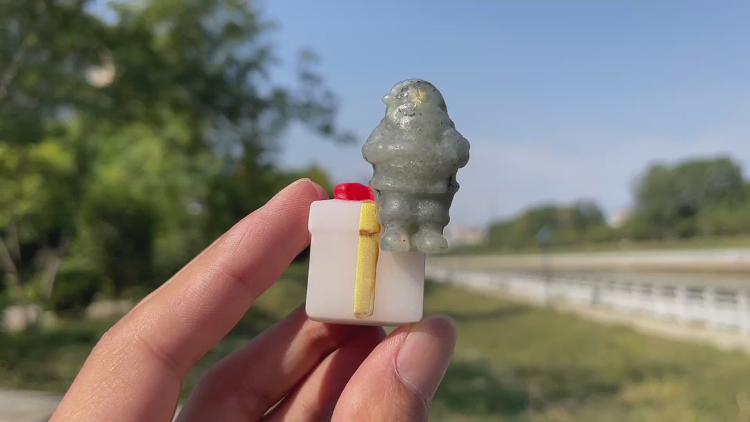 Natural Crystal Santa On Gift Box