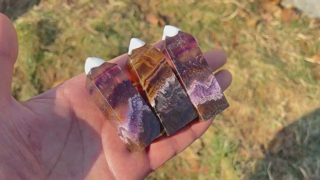 Natural Crystal Fluorite with Pyrite and Hematite Point