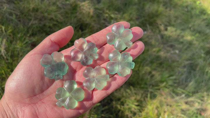 Natural Green Fluorite Four-Leaf Clover