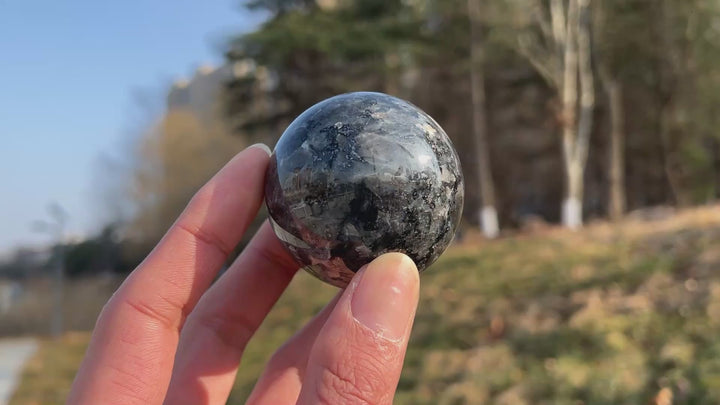 Natural Crystal Larvikite Sphere