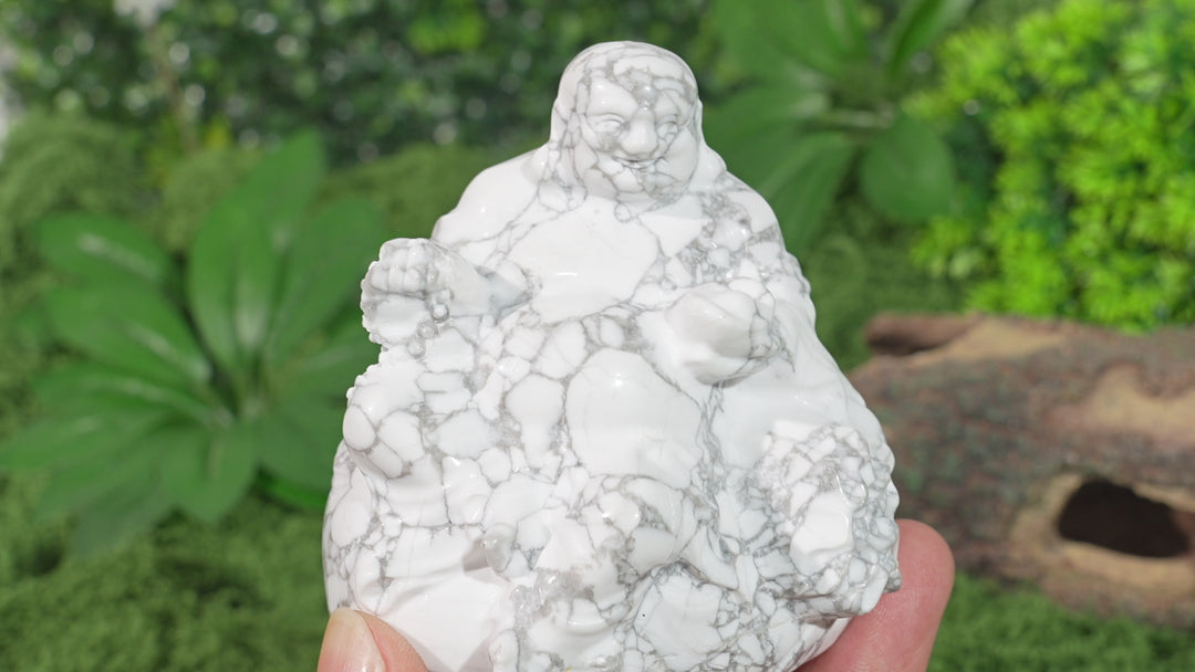 Natural Crystal Carving Howlite Maitreya Buddha
