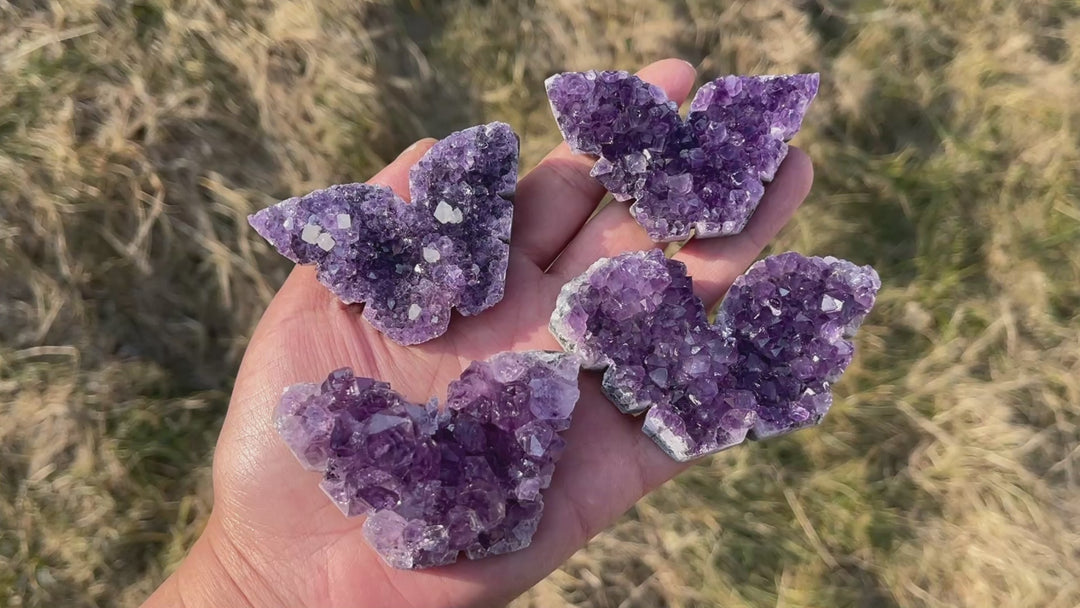 Natural Crystal Amethyst Cluster Butterfly