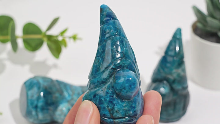Natural Blue Apatite Gnome Carving