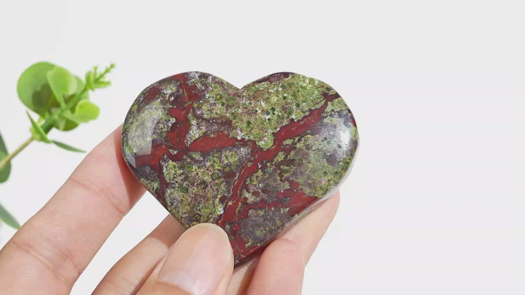 Natural Dragon Blood Stone Crystal Heart