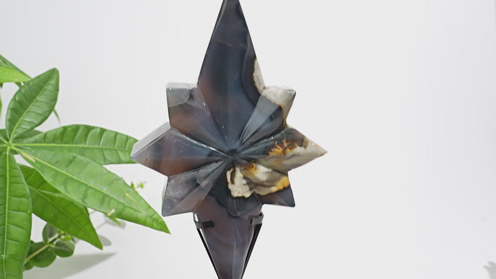 Unique,A Slightly Imperfect Natural Crystal Volcanic Agate North Star
