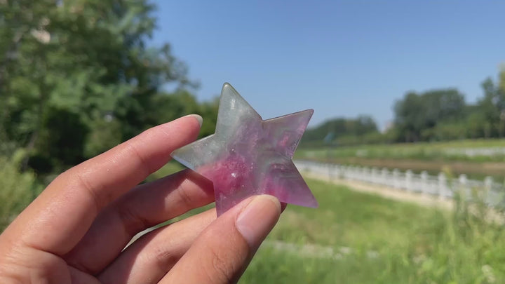 Natural Crystal Carving Fluorite Star