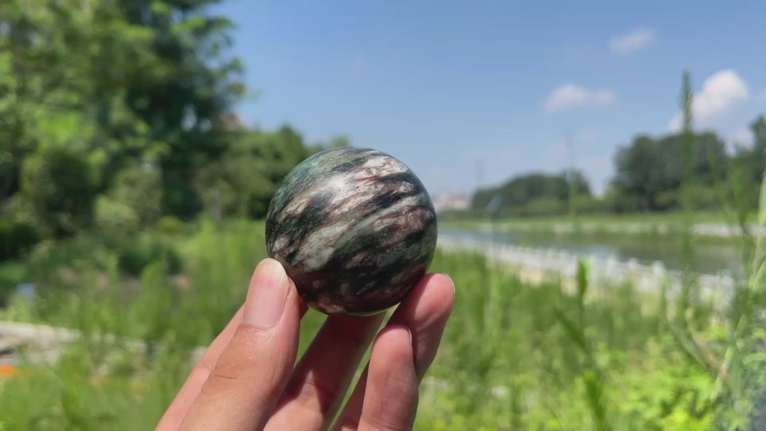 Natural Crystal Striking Fuchsite In Quartz Sphere
