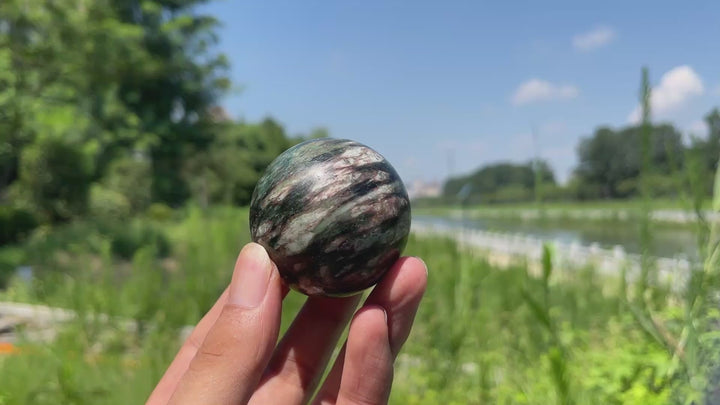 Natural Crystal Striking Fuchsite In Quartz Sphere