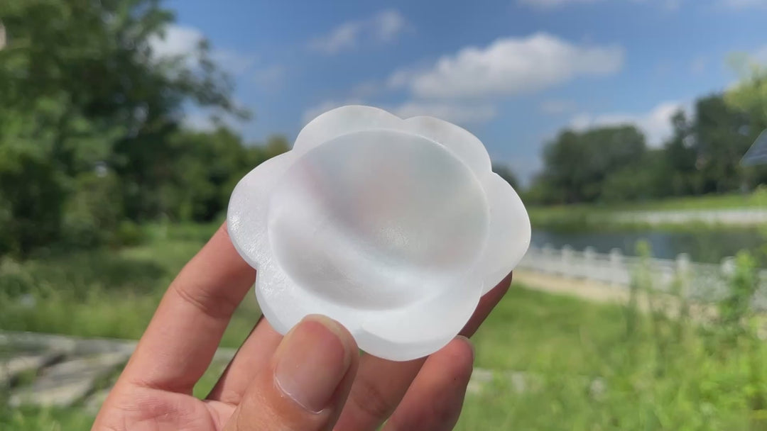 Natural Crystal Carving Selenite Flower Bowl