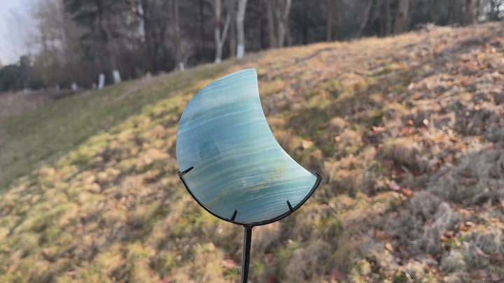 Unique,Natural Lemurian Aquatine Calcite Moon