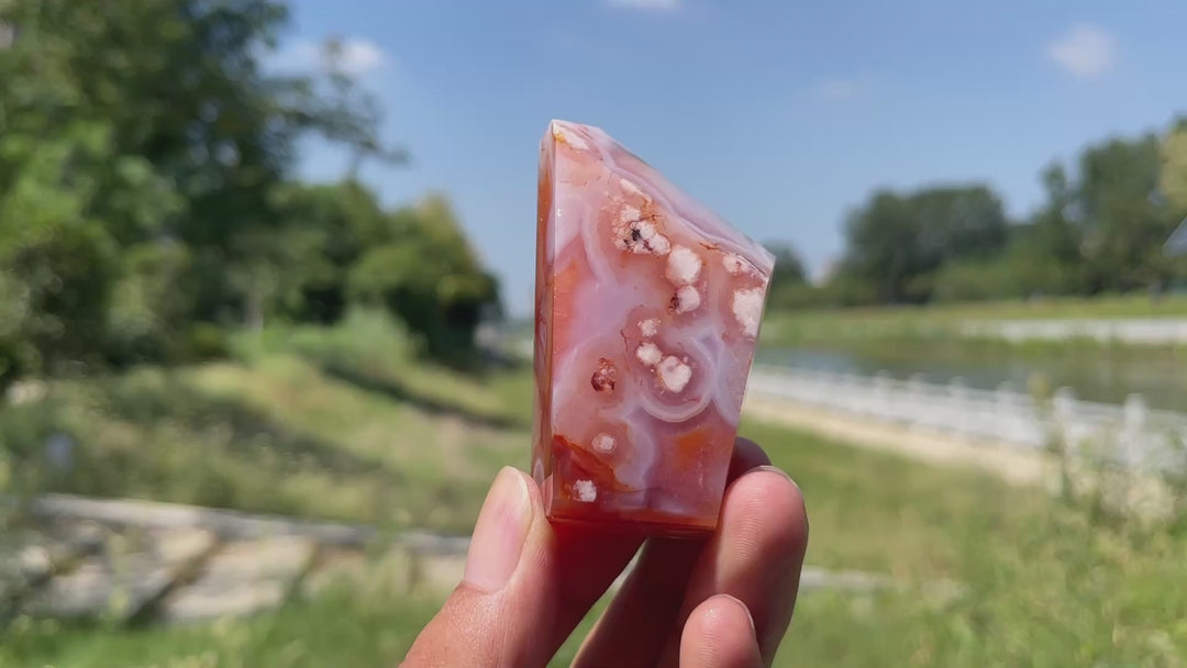 Natural Crystal Exquisite Pink Flower Agate Freeform