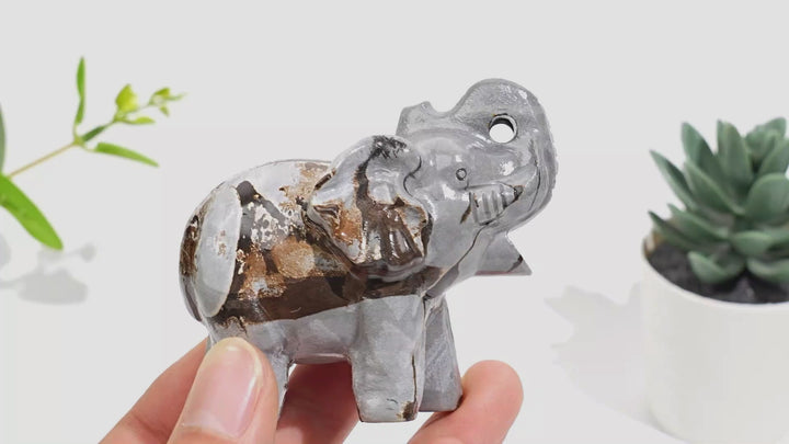 Natural Crystal Picture Jasper Elephant Carving