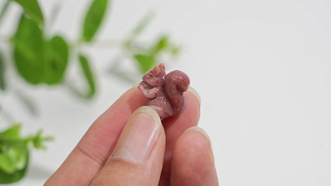 Natural Crystal Squirrel With Ghost Mini Carving