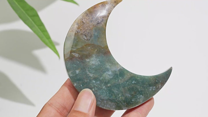 Unique,Natural Crystal Ocean Jasper Crescent Moon