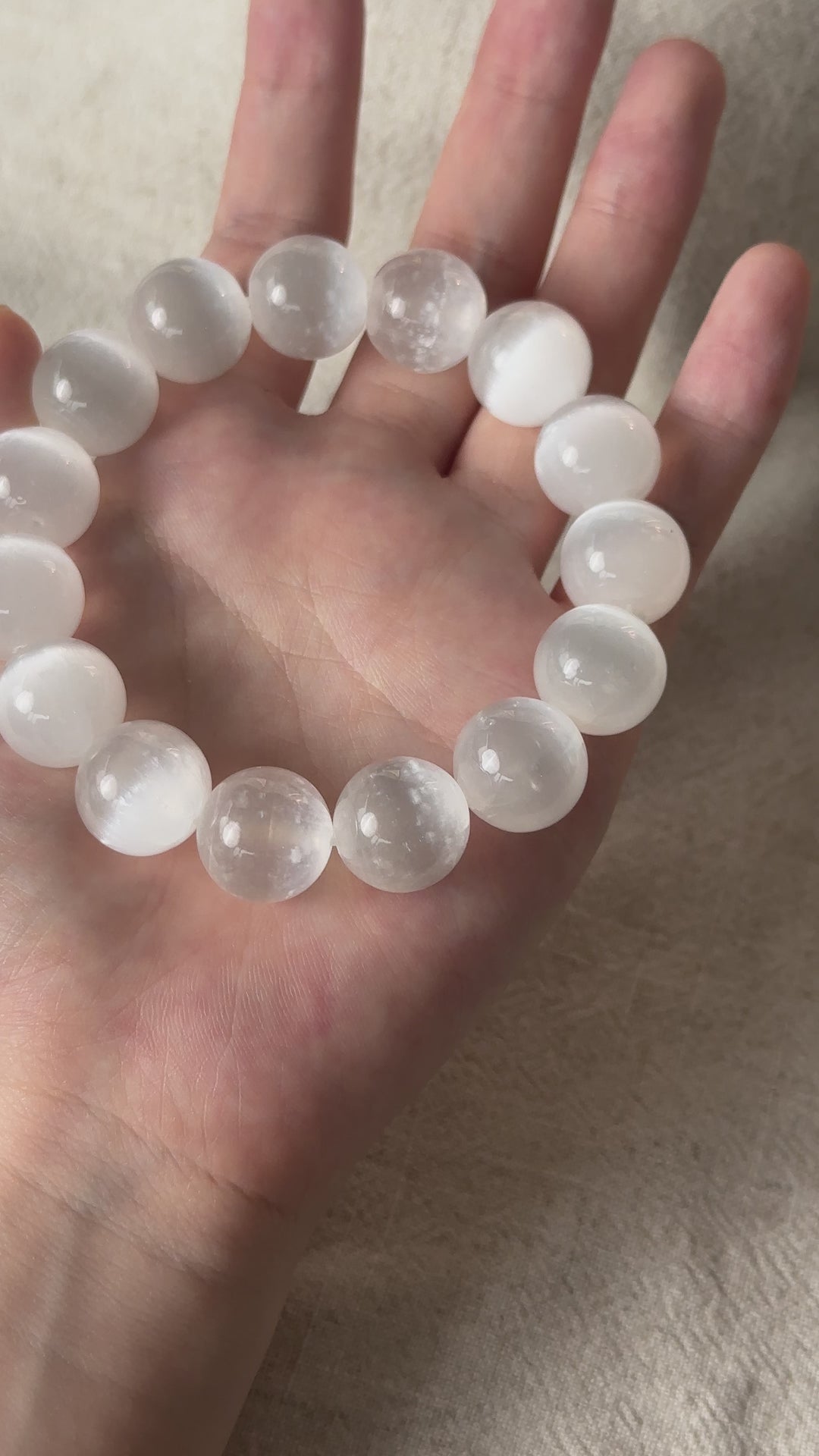 Selenite Bead Bracelet 14.3-14.5mm