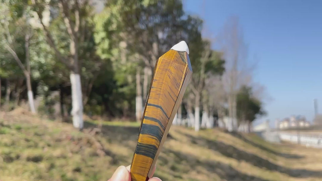 Natural Blue and Yellow Tiger's Eye Wand