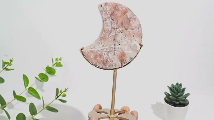 Unique,Natural Beautiful Picture Jasper Moon On Stand