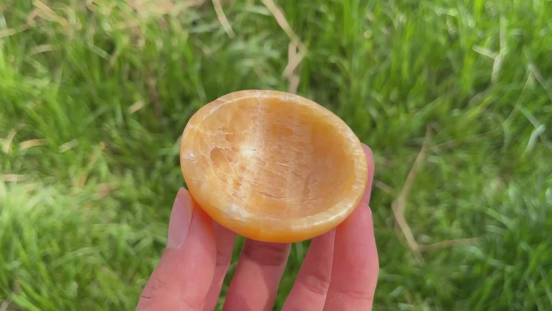 Natural Crystal Yellow Calcite Bowl