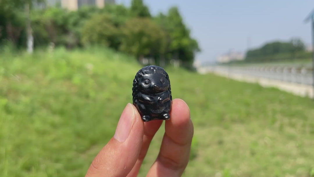 Natural Silver Obsidian Mini Hedgehog Carving