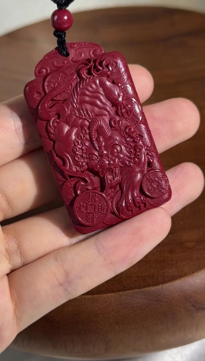 Natural Cinnabar Pixiu Pendant