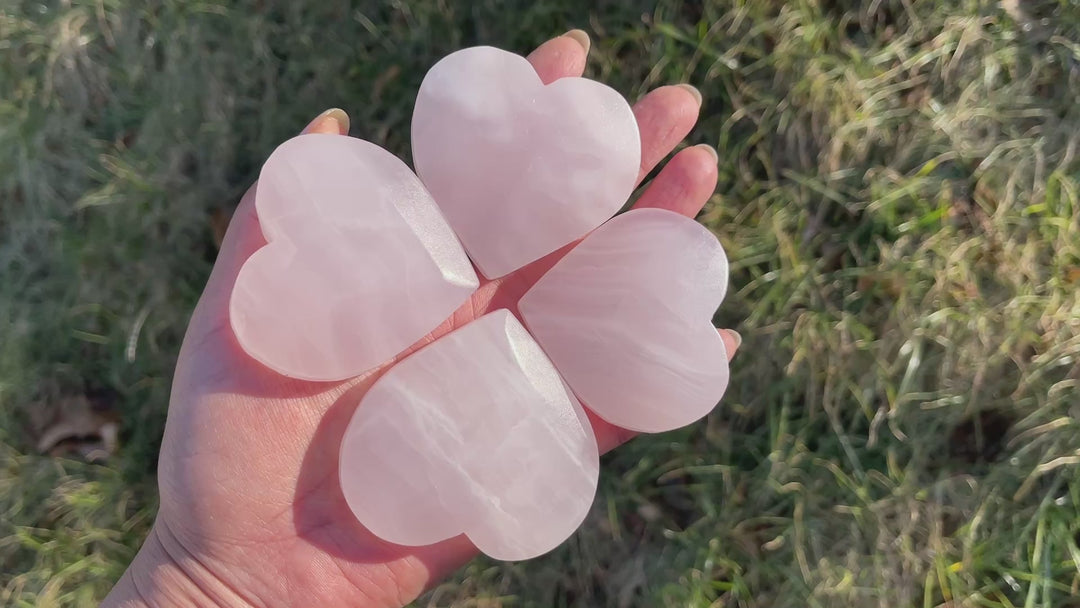 Natural Crystal Carving Pink Calcite Heart