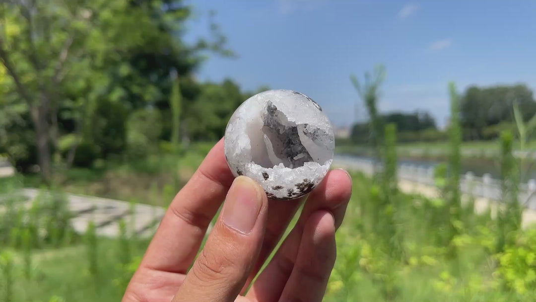 Unique,Natural Mexican Agate Geode Sphere