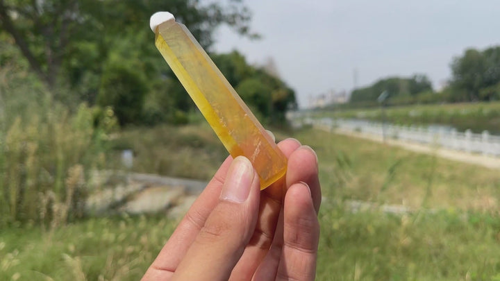 Natural Crystal Yellow Fluorite Point