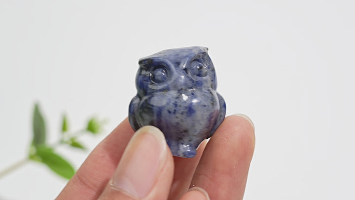 Natural Crystal Carving Mini Cute Chubby Owl