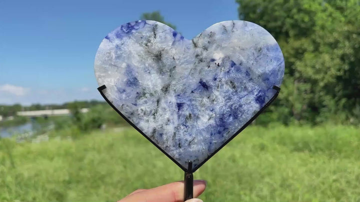 Unique,Natural Crystal Blue And White Porcelain Sodalite Heart