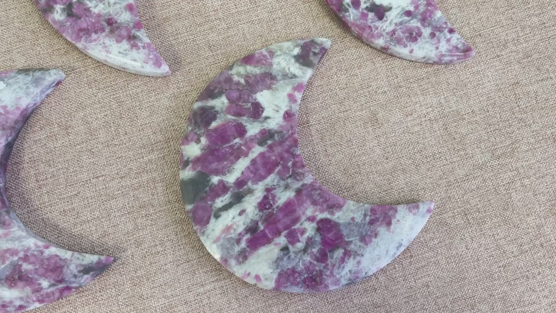 Unique, Natural Crystal Pink Tourmaline with Smoky Quartz Moon