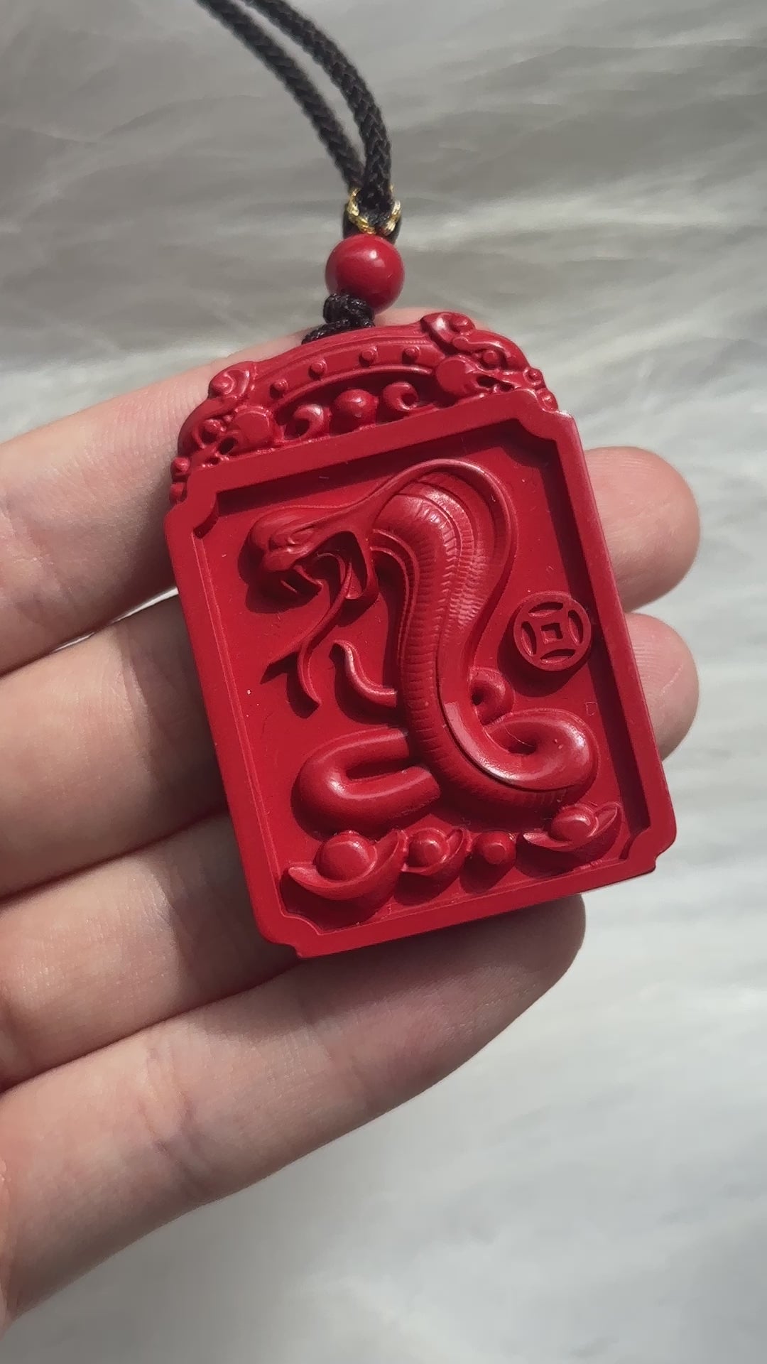 Chinese Zodiac Cinnabar Pendant