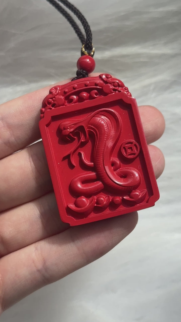 Chinese Zodiac Cinnabar Pendant