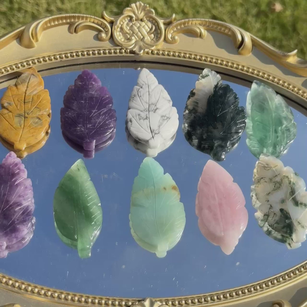 Natural Crystal Carving Leaf