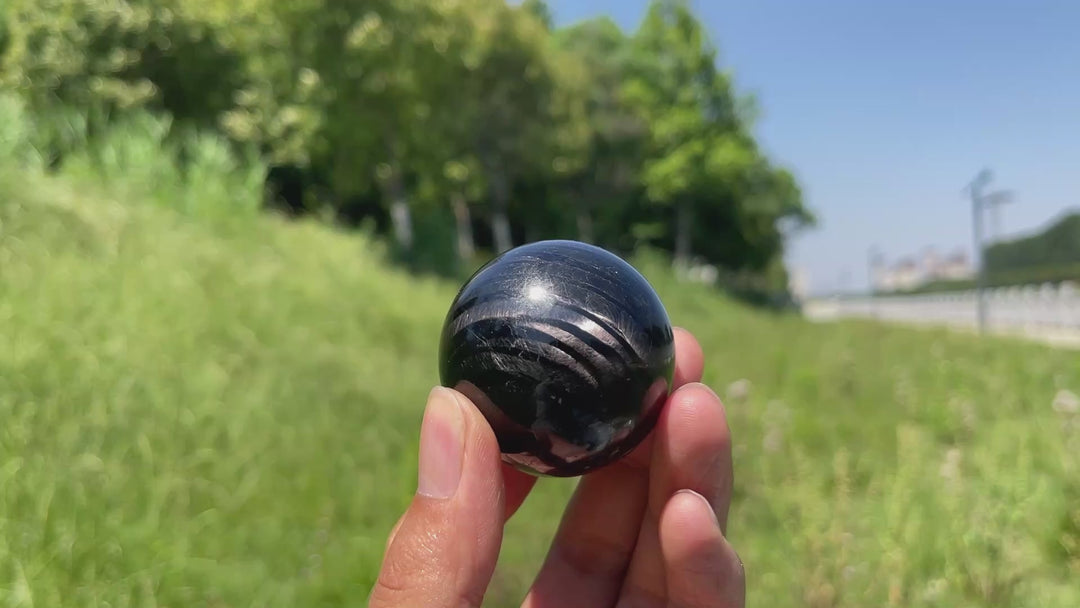 Natural Hypersthene Crystal Sphere