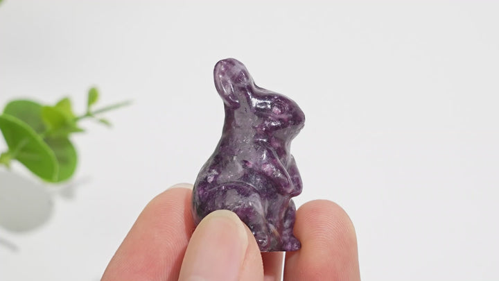 Natural Crystal Carving Lepidolite Rabbit